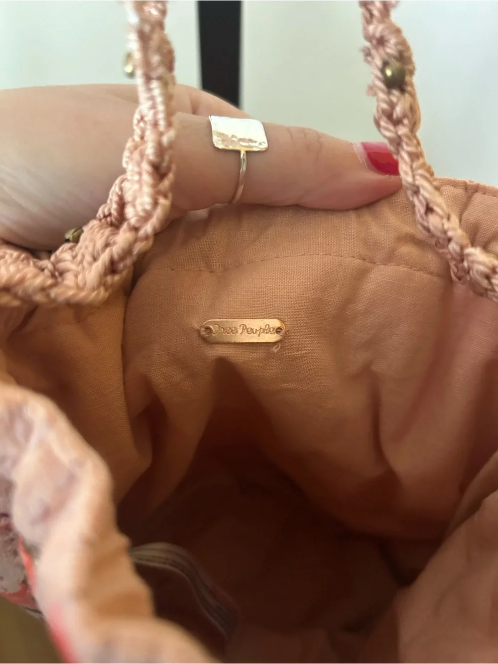 Free People Velvet Moon Crossbody Bag Drawstring Pink Floral Boho Festival